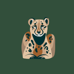 Hand drawn vector stock abstract graphic illustration with African wild sitting cheetah cartoon animal design isolated on background © anastasy_helter