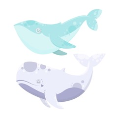 Vector sea animal whale. Cartoon illustration of marine life objects for your design. Isolated elements for kids book decoration, postcard, educational game, sticker.