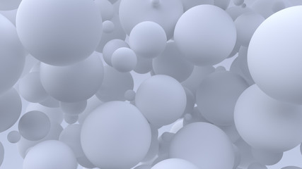 Falling white soft spheres.