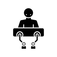 Mechanisation black icon, concept illustration, vector flat symbol, glyph sign.