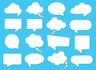 Vector speech clouds chat bubble icon. Vector illustration - obrazy, fototapety, plakaty