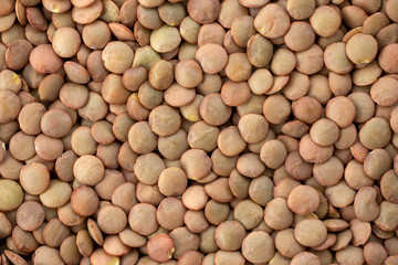 raw green lentil background texture. top view
