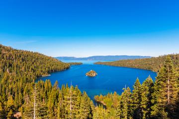 Emerald Bay and Fannette Island in Lake Tahoe California USA