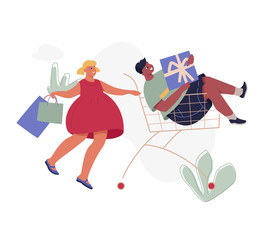 Kids Riding Shopping Cart