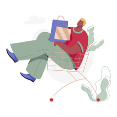 Obraz premium Man in Shopping Cart