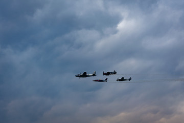Airplanes in Formation at an Airshow