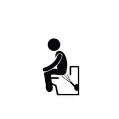 Bathroom vector black icon: man is sitting in the toilet