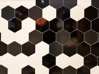 Hexagon tiles floor black and white  background