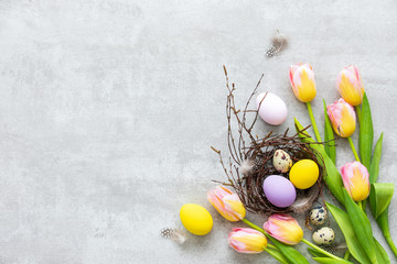 Easter greeting card template with a blank space for a text
