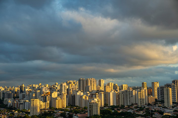 Beautiful sunset light in the big city. Sao Paulo city, Brazil. 