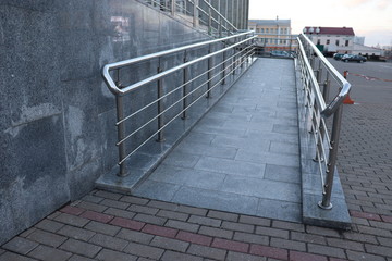 metal railings and concrete ground view