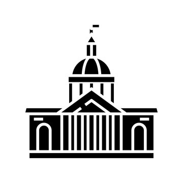 Parlament building black icon, concept illustration, vector flat symbol, glyph sign.