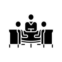 Fototapeta premium Meeting report black icon, concept illustration, vector flat symbol, glyph sign.