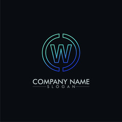 company logo vector of the letter W with line on dark background