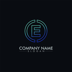 company logo vector of the letter E with line on dark background