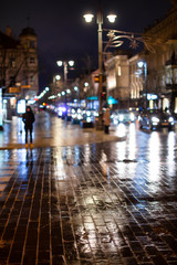 Obraz premium Evening in old town in Vilnius blurred background