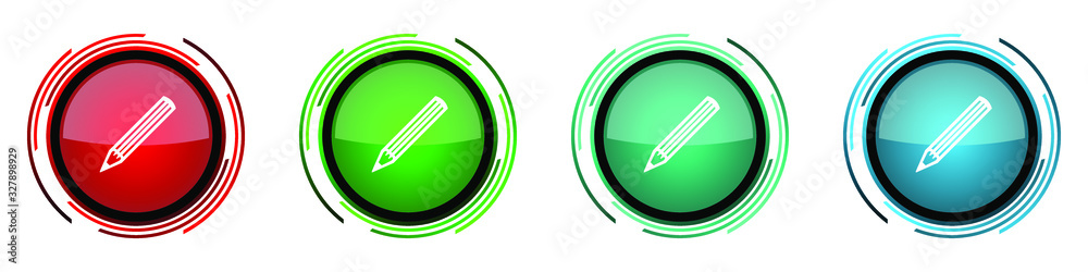 Aufkleber pencil round glossy vector icons, set of buttons for webdesign, internet and mobile phone applicatio