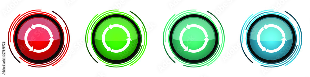 Poster reload web round glossy vector icons, set of buttons for webdesign, internet and mobile phone applic
