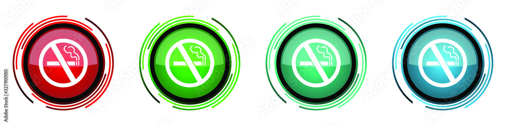 Aufkleber no smoking round glossy vector icons, set of buttons for webdesign, internet and mobile phone applic