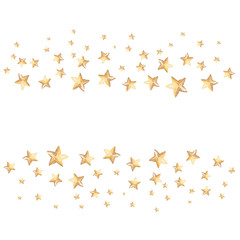 watercolor hand drawn yellow stars border isolated on white background for logo, greeting card,frame,scrapbooking,invitation