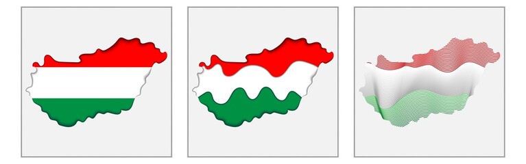 Fototapeta premium Hungary coloring the map and concept flag. Vector