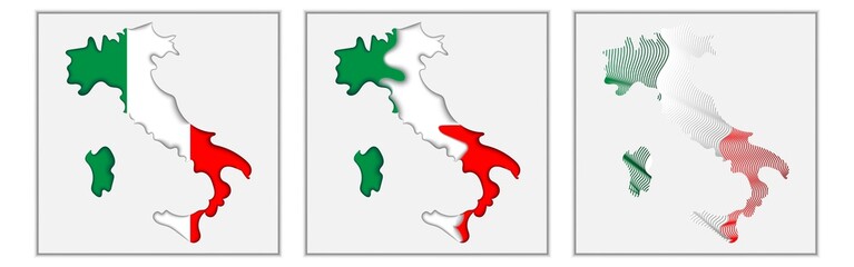 Italy coloring the map and concept flag. Vector