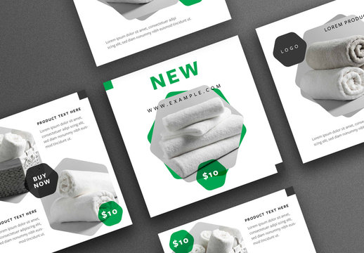 Social Media Post Layout Kit with Hexagon Shapes