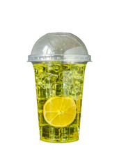 lemonade ice drink (fresh cooling beverage) menu concept. background. top view. copy space