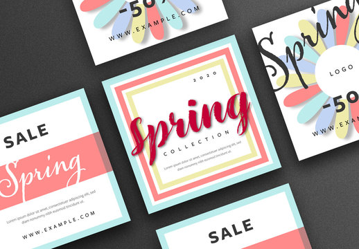 Spring Social Media Layout with Pastel Color Accent