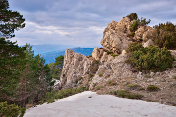 Fototapeta na wymiar Natural landscape with snow and rocks