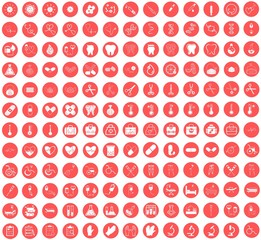 Set of 156 vector icons, sign and symbols in flat design medicine and health with elements in red circle for mobile concepts and web apps. Collection modern infographic logo and pictogram. 