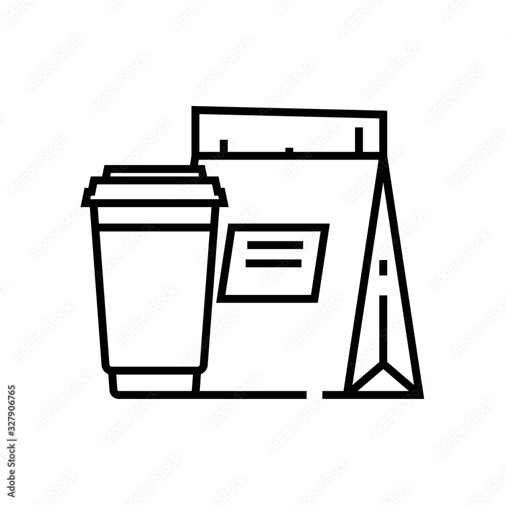 Wall mural takeout food line icon, concept sign, outline vector illustration, linear symbol.