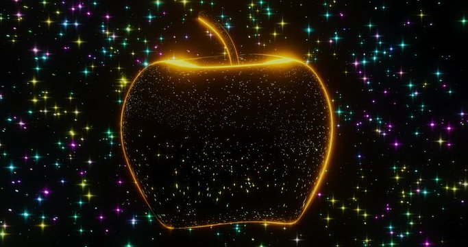 3d render with a luminous transparent fruit on a starry background
