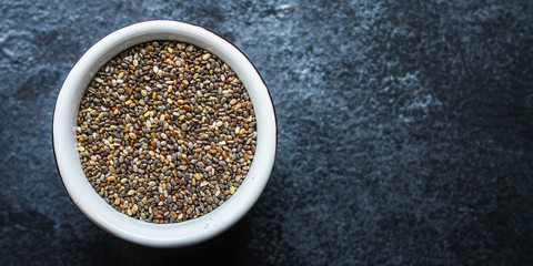 chia seeds (healthy diet) keto or paleo menu concept. food background. top view, copy space