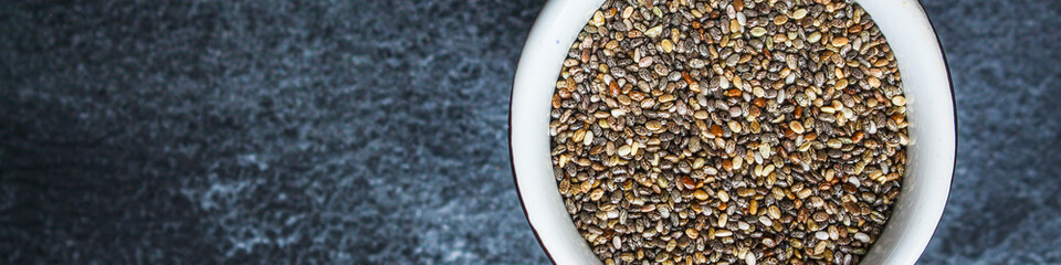 chia seeds (healthy diet) keto or paleo menu concept. food background. top view, copy space