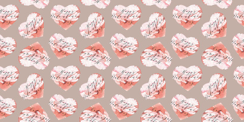 Seamless texture with funny hearts Hand drawn seamless background