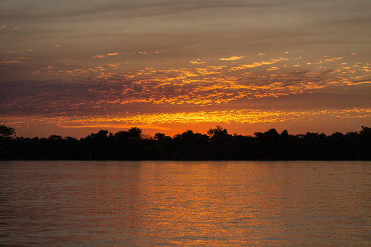 Sunset on the Cuiaba River in the Pantanal region of Brazil.