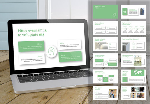 Business Presentation Layout Set with Green Accents