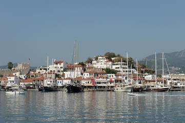 Fototapeta na wymiar View of the city of Marmaris from the sea. Turkey