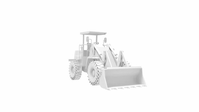 3D rendering of a shovel machine excavator isolated on white background loop