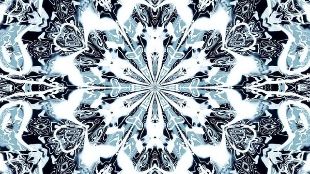 beautiful abstract kaleidoscope that shines, a radiant light that regulates subtle colorful movements with a flower shape, black background