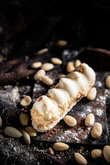 Dessert cake on dark background