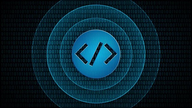 Internet coding technology for programming development code symbol with waves in digital background. Loop video animation.