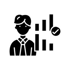 Performance report black icon, concept illustration, vector flat symbol, glyph sign.