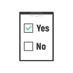 Yes no , concept of motivation, voting, test, positive answer, poll, selection, choice modern vector illustration design on white tablet