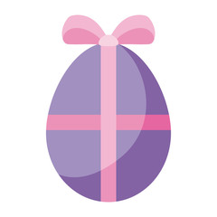Happy easter egg with bowtie flat style icon vector design