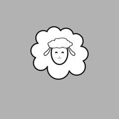 Vector sheep or ram icon, logo, template, pictogram. Modern emblem for market, internet, design, decoration. Trendy simple lamb or ewe symbol.