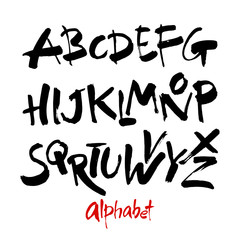 Vector Acrylic Brush Style Hand Drawn Alphabet Font. Calligraphy alphabet on a white background