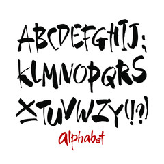 Vector Acrylic Brush Style Hand Drawn Alphabet Font. Calligraphy alphabet on a white background. Ink hand lettering.