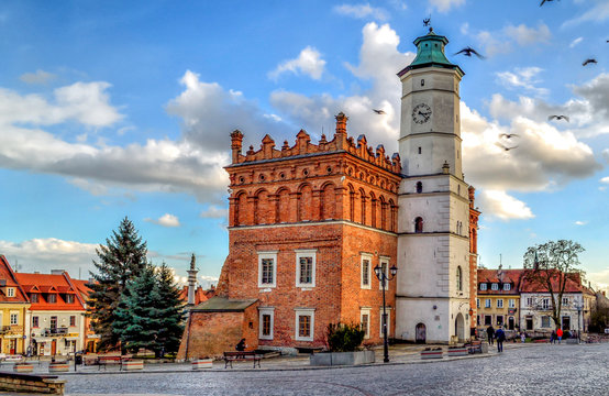The old town in the old city of Sandomierz, Poland 2020.